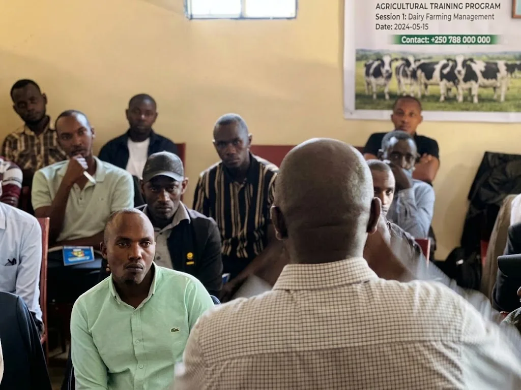 Farmers attending a dairy farming management training session